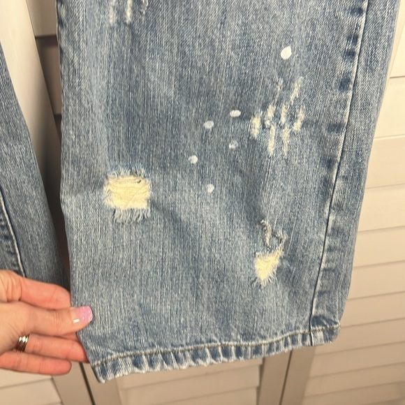 Old Navy Vintage Bootcut Embroidered Birds Distressed Button Fly Jeans Size 34 - Picture 6 of 12